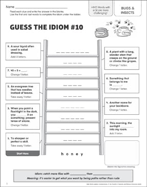 Catch More Flies With Honey: Idiom Word Ladder | Printable ...