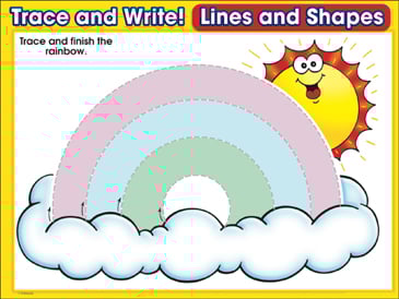 over the rainbow curved lines trace and write practice page printable skills sheets
