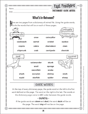 What's In-Between? (Dictionary Guide Words) | Printable ...