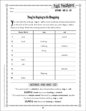 They're Hoping to Go Shopping (Adding -ing & -ed) | Printable ...