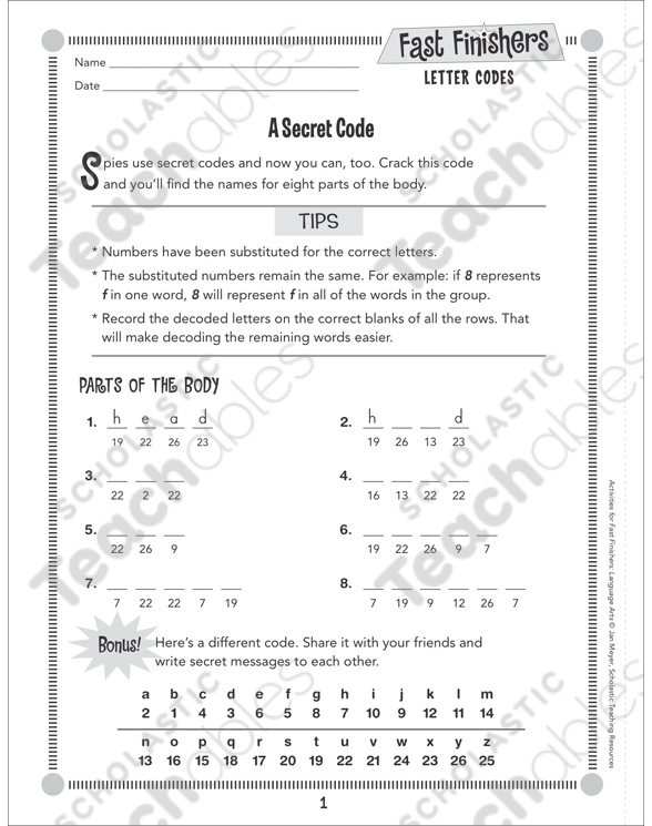 A Secret Code (Letter Codes) | Printable Games and Puzzles ...