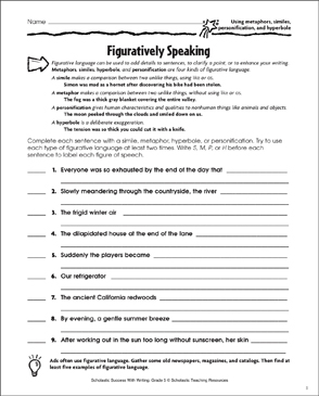 Figuratively Speaking (Using Metaphors, Similes, Personification, and