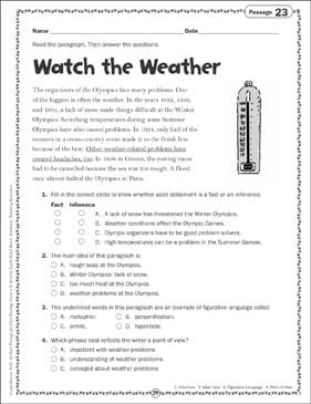 weather text for reading