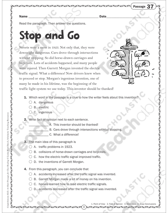 Stop and Go: Close Reading Passage | Printable Skills Sheets ...