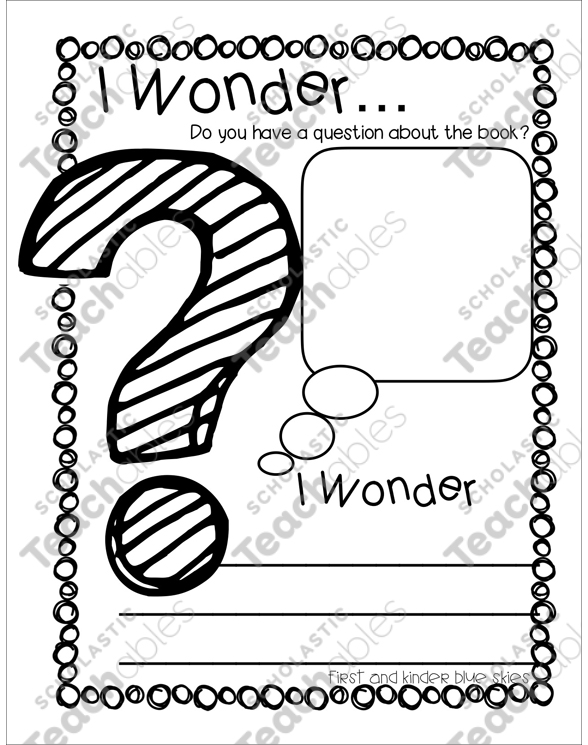 I Wonder... Reading Response | Printable Skills Sheets