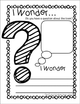 i wonder reading response printable skills sheets