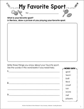 Sports-Themed Printable Worksheets, Activities & Lesson Plans for