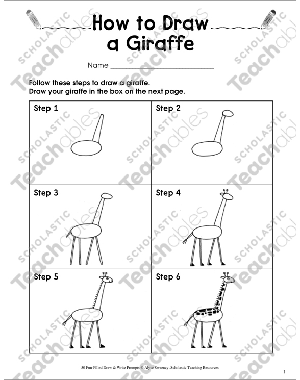 how to draw a giraffe step by step for kids
