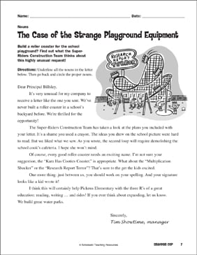 The Case of Strange Playground Equipment (Nouns) | Printable ...