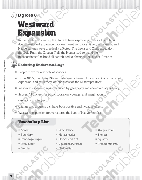 Essential Questions: Westward Expansion | Printable Lesson ...