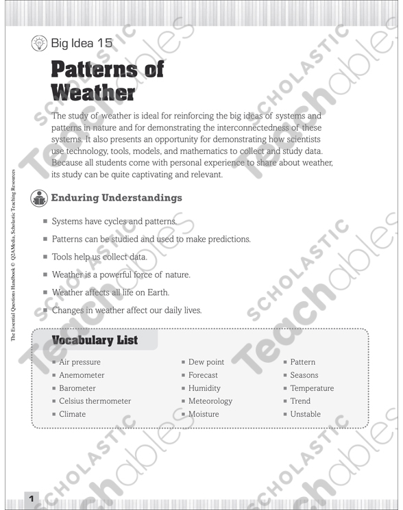 Essential Questions for Science: Weather Patterns | Printable ...
