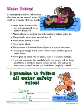 water safety rules and pledge printable charts and signs forms and record sheets