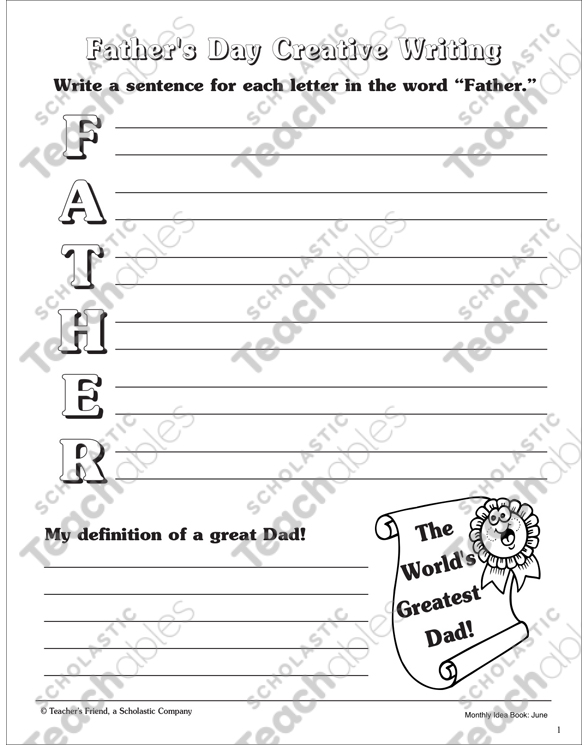 Father S Day Creative Writing Printable Skills Sheets See Inside Image
