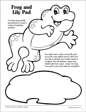 Printable Frog and Lily Pad Coloring Page
