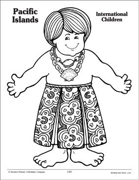 International Children Pacific Islands Printable Coloring Pages