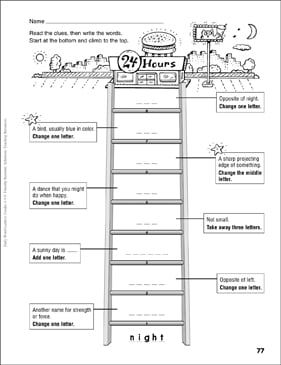 24 Hours Word Ladder Grades 4 6 Printable Skills Sheets