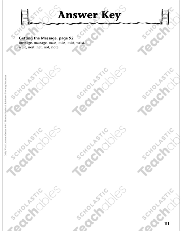 Getting the Message Word Ladder (Grades 4-6) | Printable ...