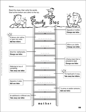 Family Ties Word Ladder Grades 4 6 Printable Skills Sheets