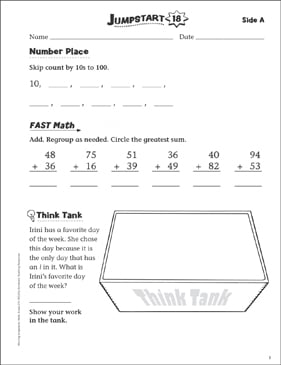 Independent Practice: Grade 2 Math Jumpstart 18 | Printable ...