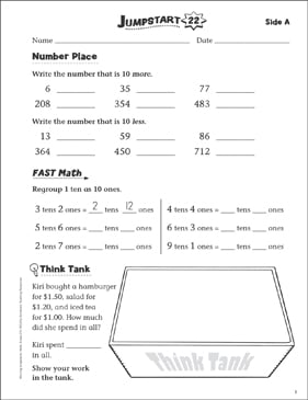 Independent Practice: Grade 2 Math Jumpstart 2 | Printable ...