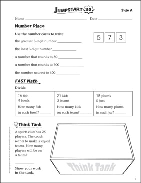 Independent Practice: Grade 2 Math Jumpstart 50 | Printable ...