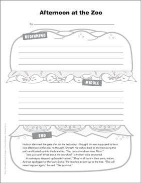 Afternoon Zoo Story Writing Sandwich Prompt Printable Graphic Organizers Lesson Plans And Ideas