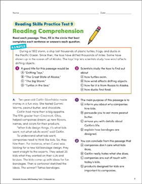 Reading Skills Practice Test 9 (Grade 4) | Printable Skills ...