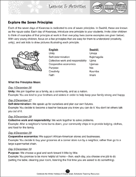 Explore The Seven Principles Of Kwanzaa Printable Lesson Plans And Ideas Skills Sheets