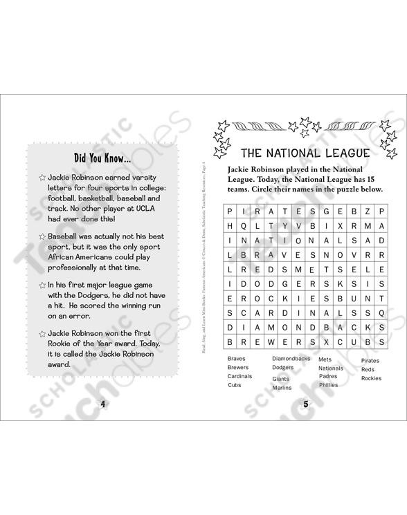 Jackie Robinson Famous American Printable Mini Books