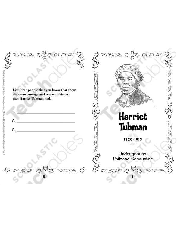 Harriet Tubman Famous American Printable Mini Books Tubman worked as a field hand for many years linchester mill was the hub of underground railroad activity in the area. harriet tubman famous american