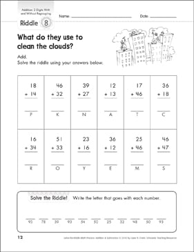 Solve-the-Riddle 8 (Addition) | Printable Skills Sheets and Number Puzzles