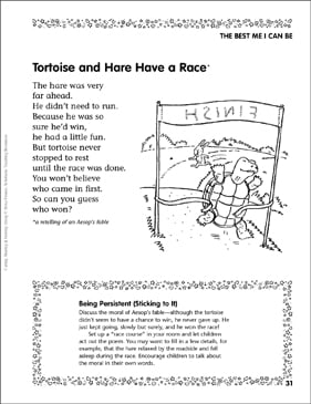 Tortoise And Hare Have A Race Persistence Printable Classroom Management And Teacher Tools