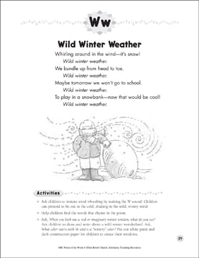 Wild Winter Weather Letter W Poem Printable Lesson Plans