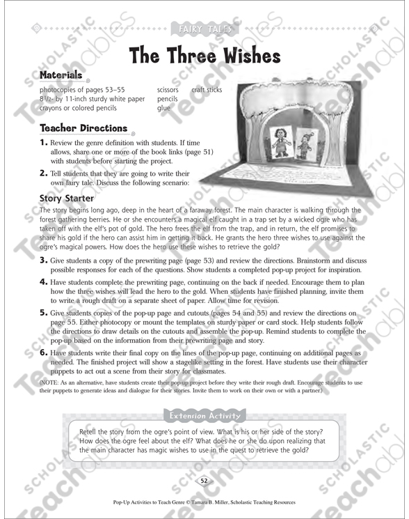 The Three Wishes  Printable Fairy Tale Reading Activity