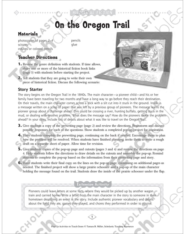On the Oregon Trail: Historical Fiction Pop-Up Activity ...