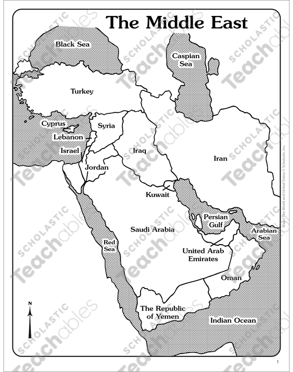 blank middle east physical map