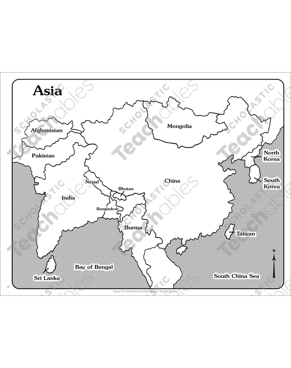 labeled map of asia