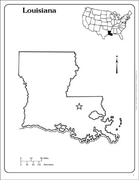 Louisiana: State Outline Map | Printable Maps and Skills Sheets