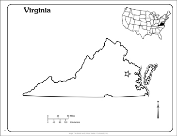 Virginia State Outline Map Printable Maps And Skills Sheets