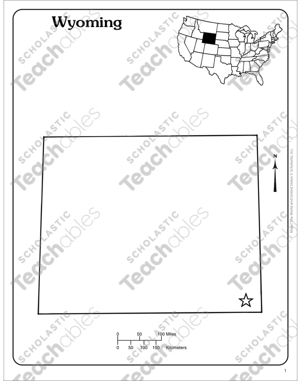 Wyoming: State Outline Map | Printable Maps and Skills Sheets