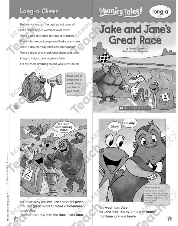 Phonics Tales: Jake and Jane's Great Race (long a) | Printable 