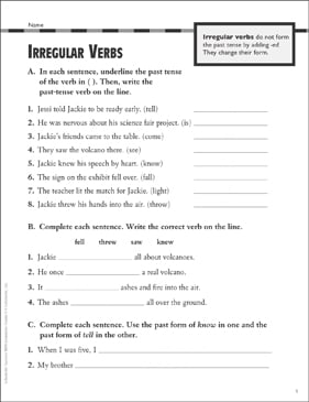 Grammar Worksheets For Grade 3 Verbs