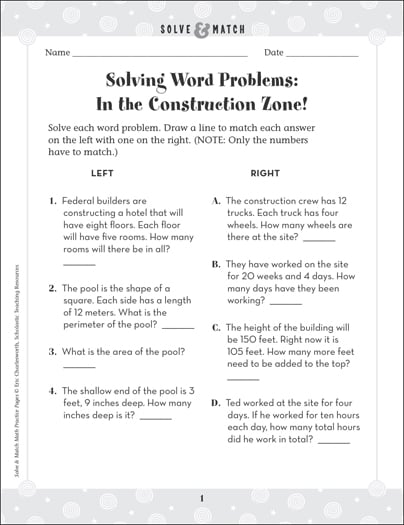 Monkey Business! Word Problems: Solve & Match Math ...