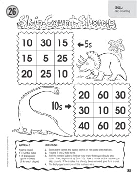 skip count stomp 5s 10s skip counting one page math game printable game boards skills sheets