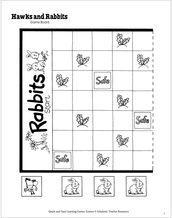 Hawks and Rabbits Food Chain Game Printable Game Boards and Skills Sheets