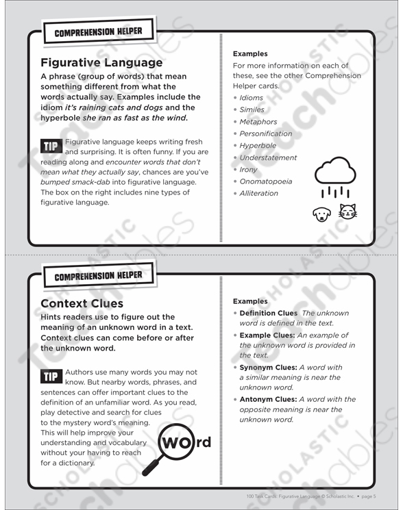 A Book of Poetry: Figurative Language Task Card | Printable ...