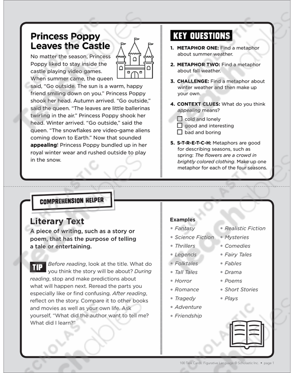 Princess Poppy: Figurative Language Task Card | Printable ...
