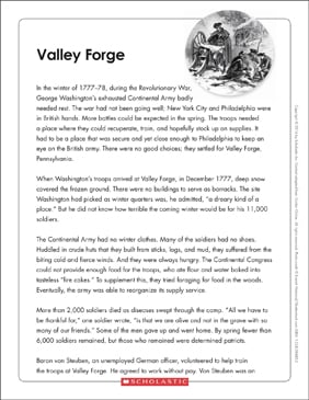 Valley Forge Text Organizer Printable Graphic Organizers And