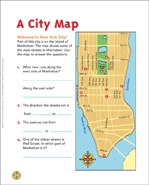 A City Map New York Map Skills Printable Maps And Skills Sheets