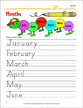 months of the year printables